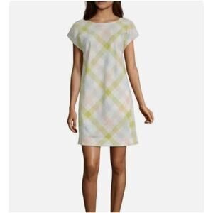 EUC Peyton & Parker Linen Plaid Button Dress Multicolor Size S